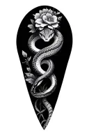 diamond python & florals tattoo design idea