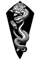 diamond python & florals tattoo design idea