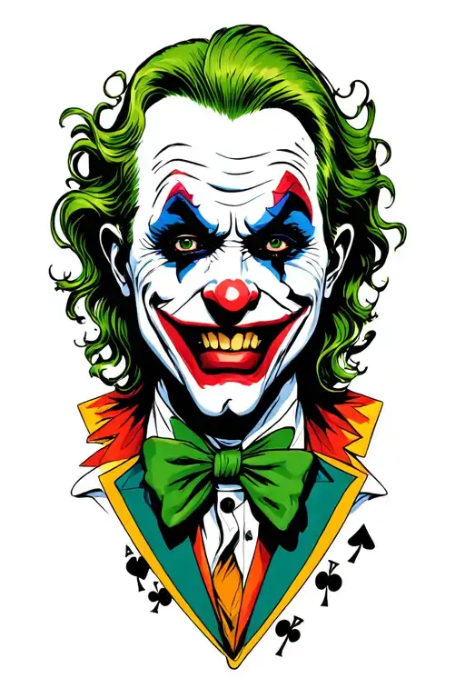 joker with haha and cards tattoo design idea