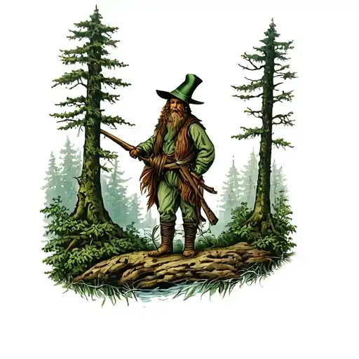 tom bombadil in the forest tattoo design idea