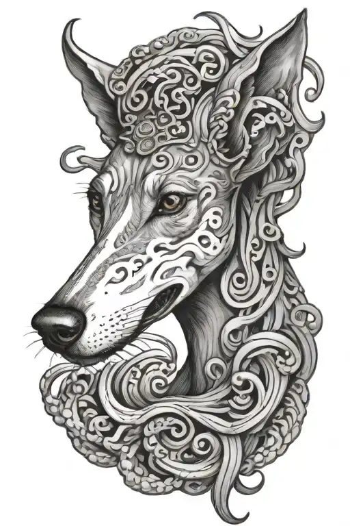 medusa inspired greyhound tattoo design idea
