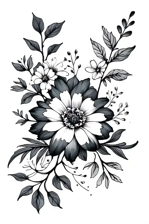 half sleeve tattoo with April, July, August, September, October and November birth flowers tattoo design idea