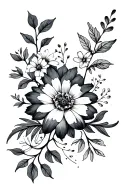 half sleeve tattoo with April, July, August, September, October and November birth flowers tattoo design idea