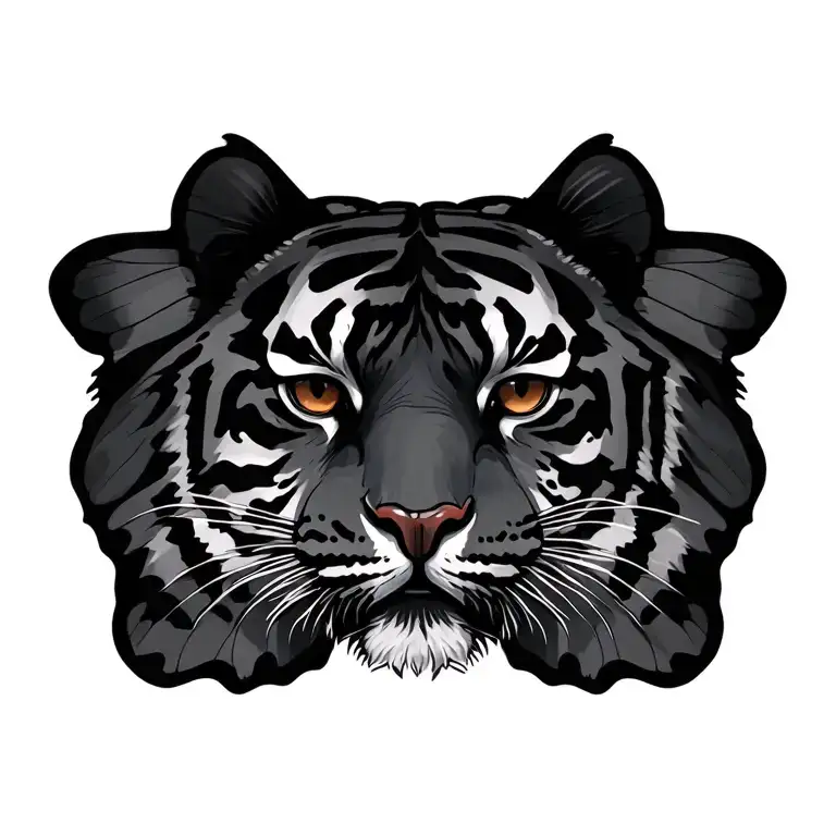 butter fly with tiger face tattoo design idea