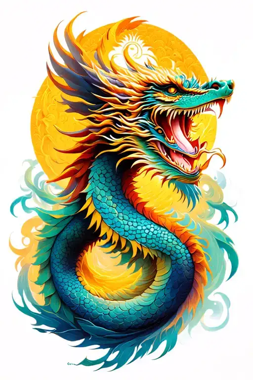 Dragon Phoenix Om Mani Padme Hum tattoo design idea