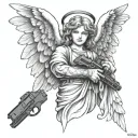 angel holding a gun tattoo design idea