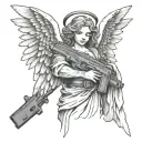 angel holding a gun tattoo design idea