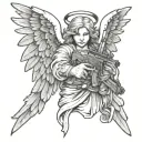 angel holding a gun tattoo design idea