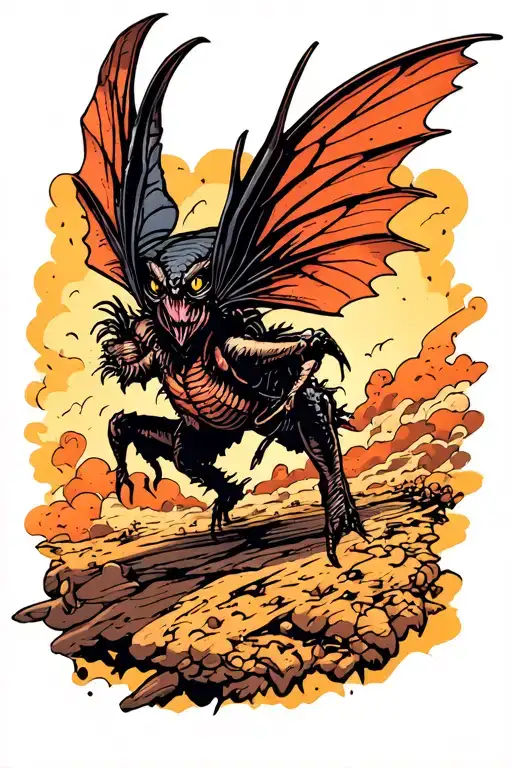 fallout, mothman flying tattoo design idea