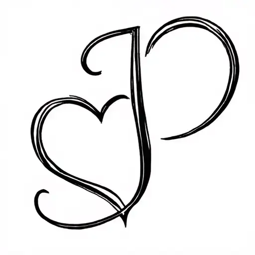 letters J "heart" E tattoo design idea