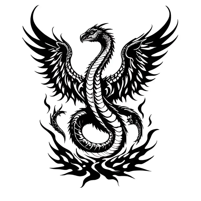cobra phoenix rising from the ashes tattoo design idea