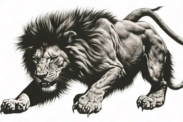 lion roaring tattoo design idea