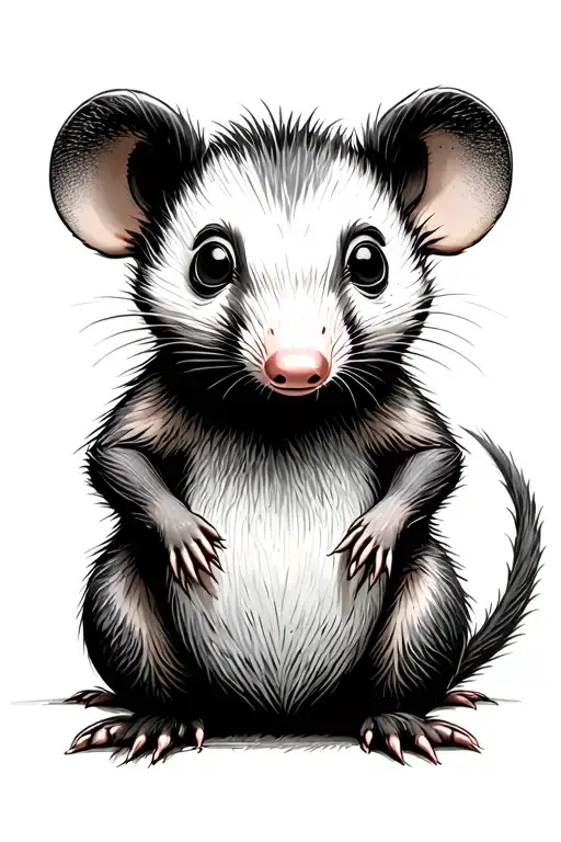opossum cartoon tattoo design idea