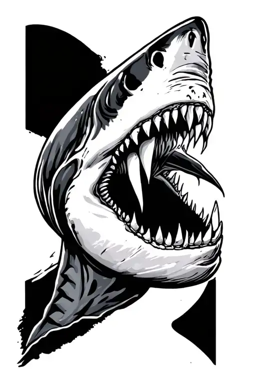 shark jaw elbow tattoo design idea