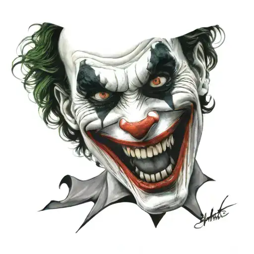 joker smile face tattoo design idea