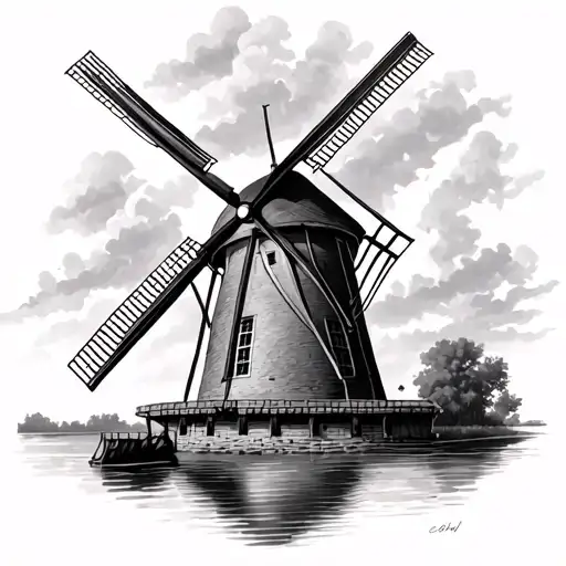 Dutch Windmill tattoo design idea