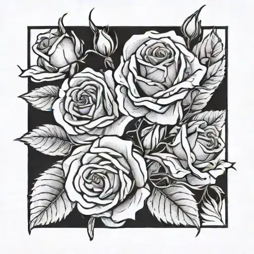 3 roses blooming tattoo design idea