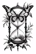 butterly hourglass compass iris flower tattoo design idea