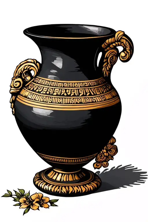 ancient greek vase repaired with Kitsungi gold tattoo design idea