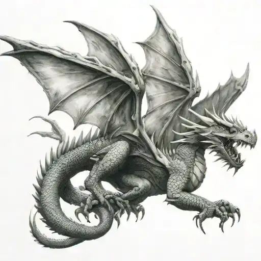 a twoheaded dragon with two wings tattoo design idea