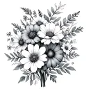 April march and September birth flower bouquet tattoo design idea