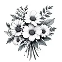 April march and September birth flower bouquet tattoo design idea