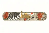 wolf and mosque  tattoo design idea