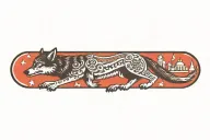 wolf and mosque  tattoo design idea