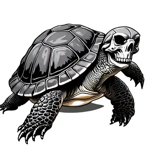 turtle with skull inside tattoo design idea