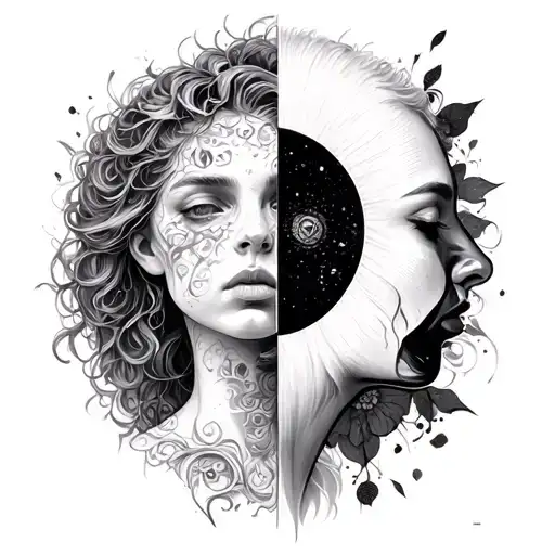 duality of human (bipolar disorder) tattoo design idea