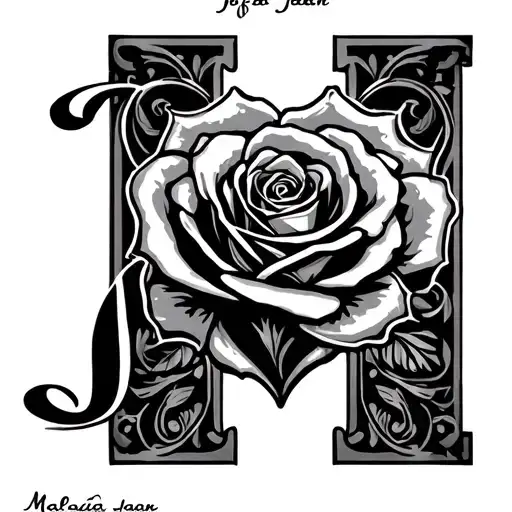 "Mafia❤Jaan" Rose and heart shaped l tattoo design idea
