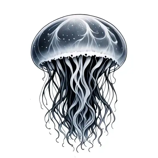 moon jellyfish tattoo design idea