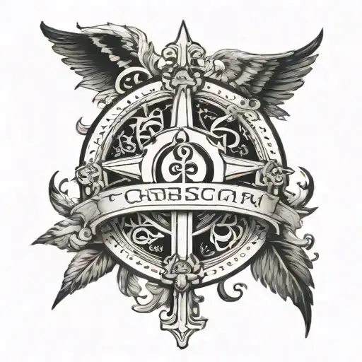 Corsican symbol and the Bible verse “1 Peter 5:7” tattoo design idea