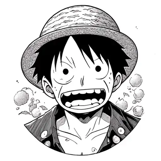 One piece anime luffy classic tattoo design idea