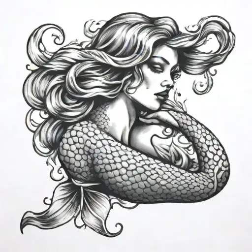mermaid siren tattoo design idea