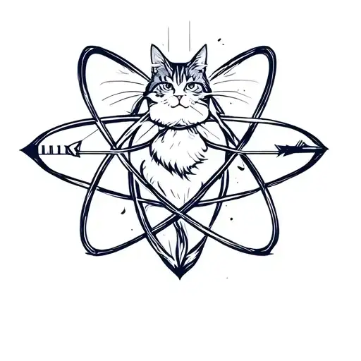 atom symbol, bow and arrow, cat, hockey  tattoo design idea