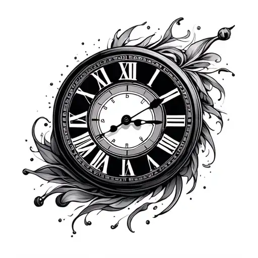 lines clock inside tattoo design idea