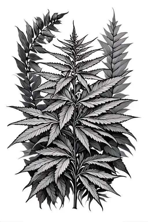 hemp plant jungle tattoo design idea