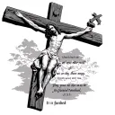 Jesus on the cross with an empty tomb- and bible verse John 19:30 "It is finished" and Bible verse proverbs 4:23  tattoo design idea