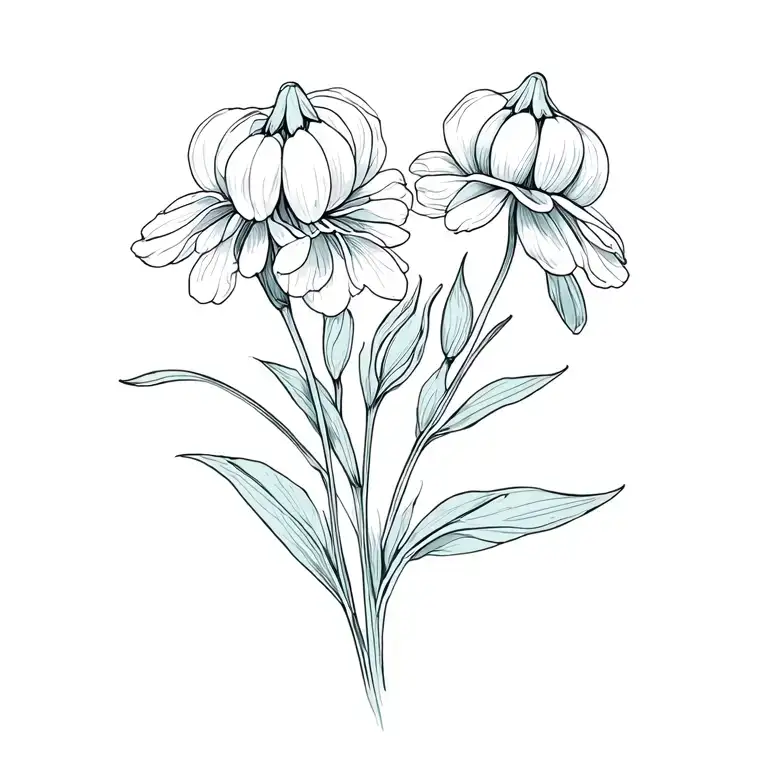 snowdrop and carnations tattoo design idea