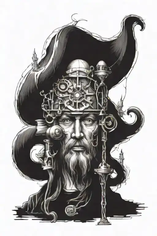 da Vinci style sketch tattoo design idea