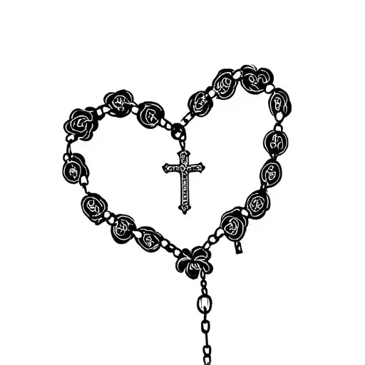 rosary and heart shape tattoo design idea