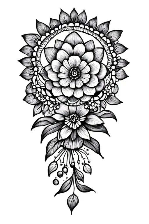 mandala, floral, flower, butterfly, tattoo design idea