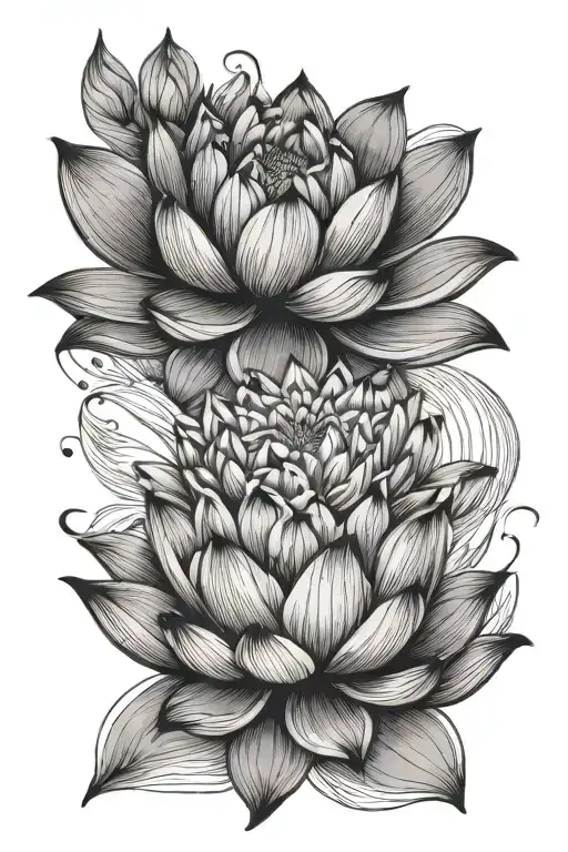 lotus flower graphic style tattoo design idea