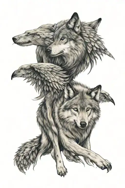 wolf witg wings tattoo design idea