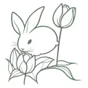 bunny and tulip flower tattoo design idea