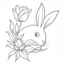 bunny and tulip flower tattoo design idea