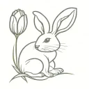 bunny and tulip flower tattoo design idea