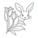 bunny and tulip flower tattoo design idea
