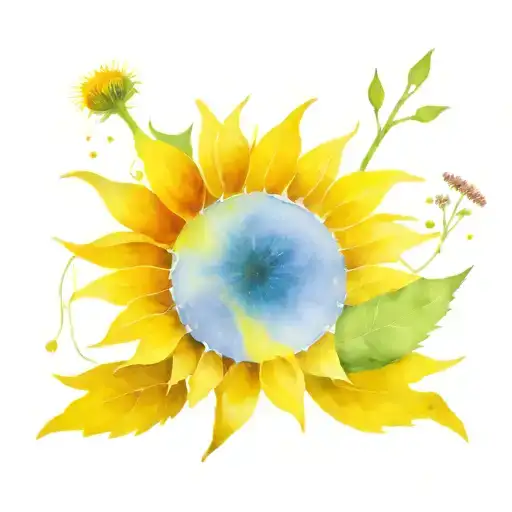 sunflower and lavender with a dandelion seed pods tattoo design idea